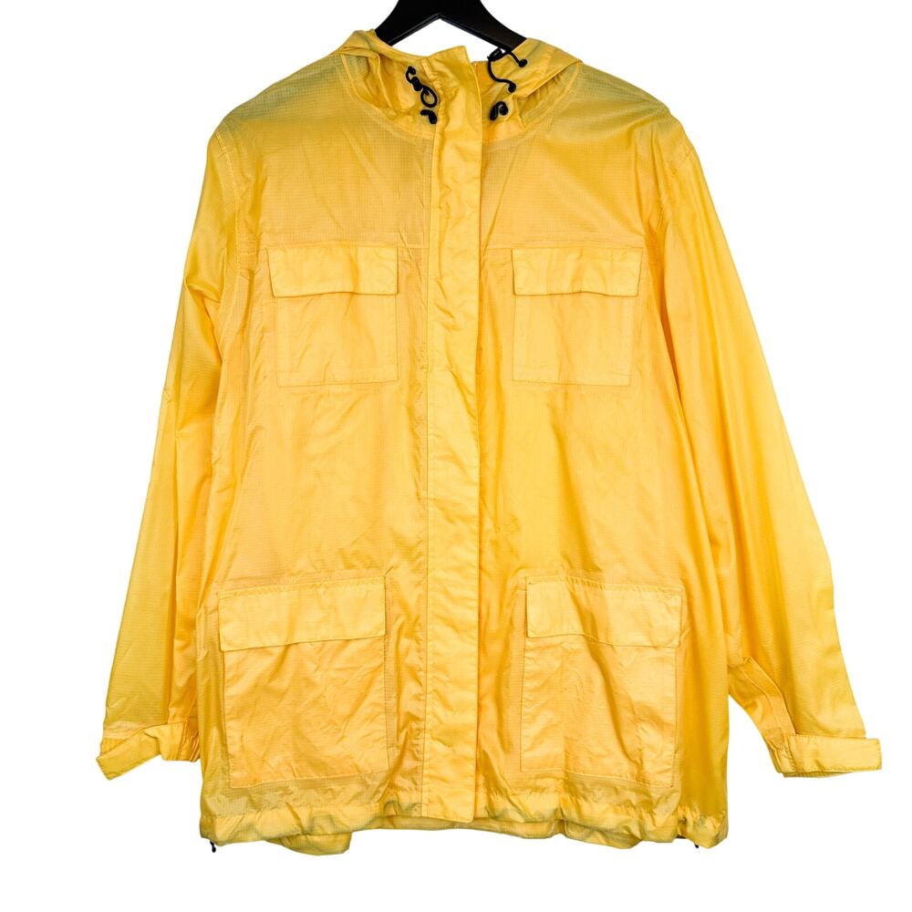 NWOT Lands’ End 100% Nylon Rain Jacket Packable Yellow Womens - XL 18-20